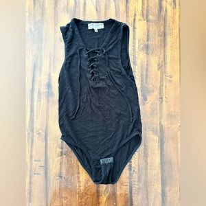 Black lace front bodysuit